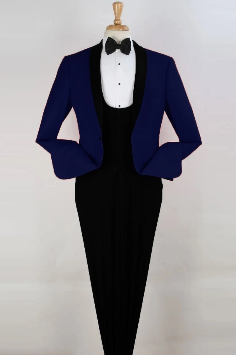 Blue Shawl Lapel Tuxedo: Effortless Elegance for the Modern Gent.