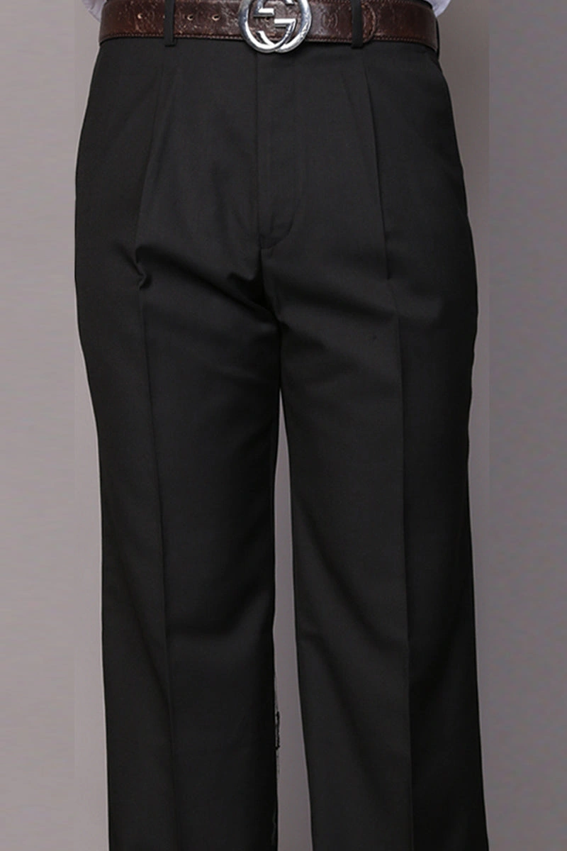 Sharp Black Wool Pleated Trousers – A Timeless Classic for Men.